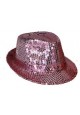 chapeau à paillettes disco rose
