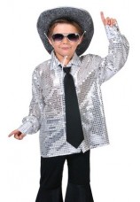 chemise disco argentee taille 6 à 16 ans