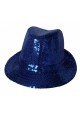 chapeau à paillettes disco bleu