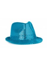 chapeau à paillettes disco turquoise