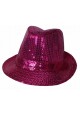 chapeau à paillettes disco fushia