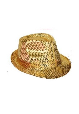 chapeau à paillettes disco doré