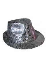 chapeau à paillettes disco argenté