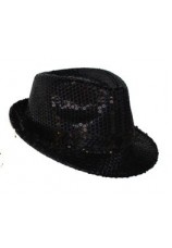 chapeau &agrave; paillettes disco noir