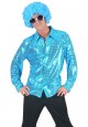 Chemise disco à paillettes bleue
