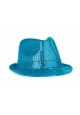 chapeau à paillettes disco turquoise