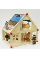 Maison de poupée meublée + 4 poupées