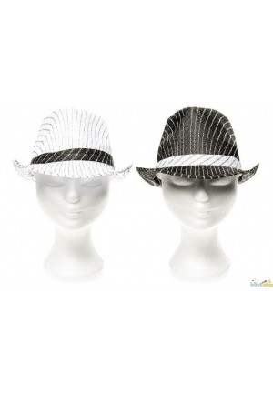 Chapeau gangster rayé noir et blanc