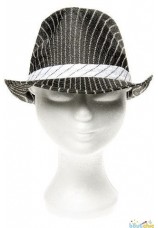 Chapeau gangster rayé noir et blanc