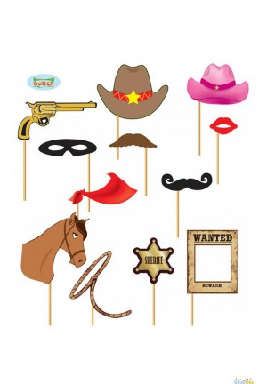 Photo Booth Props 10 pièces sur baton western