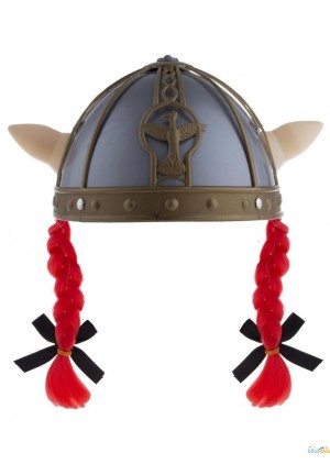 casque de gaulois avec tresses rouges