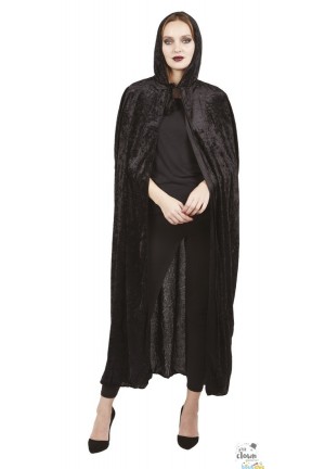 Cape velvet noire adulte avec capuche