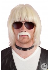 Perruque et moustache biker blond