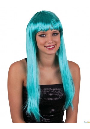 perruque longue bleue