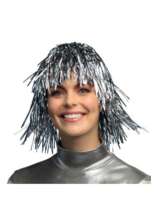 perruque paillettes argent&eacute;e